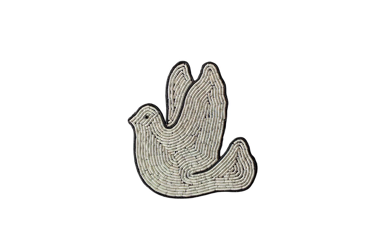 Peace Bird White Brooch