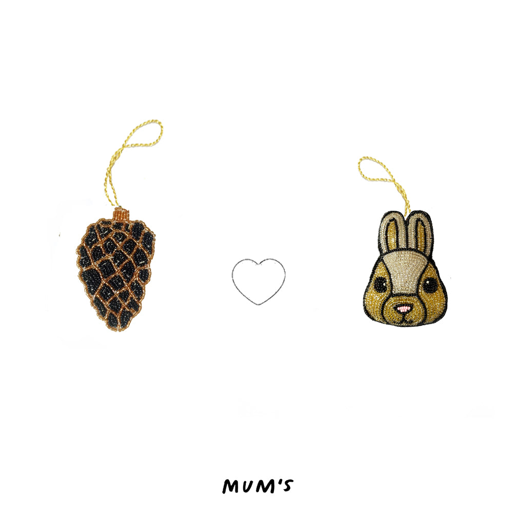 Pine Cone + Gold Bunny, Ornament Gift Set