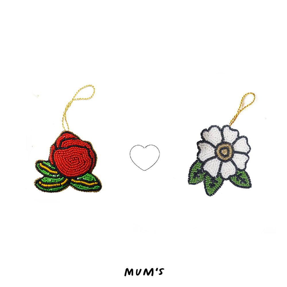 Rose + White Leaf Flower, Ornament Gift Set