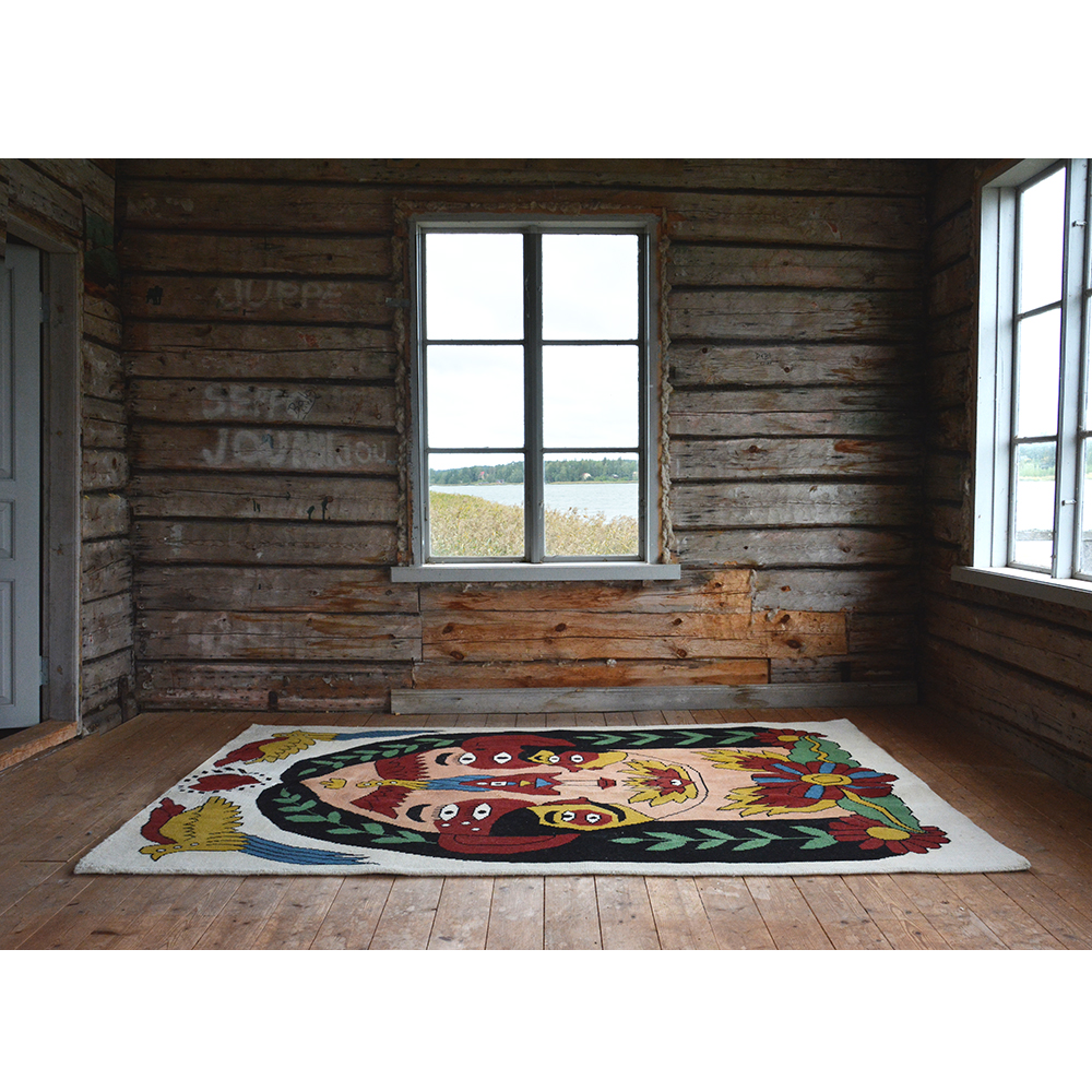 LOVE rug handknotted solmittu villamatto Ricardo Cavolo illlustrator interior carpet textile art taidekäsityö taide villamato solmittu eettinen eco ethical mums web