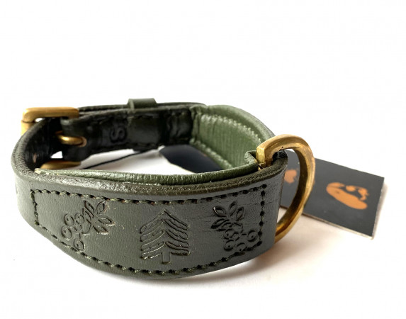 DOG COLLAR FOREST GREEN FAIRTRADE SMALL MUMS DESIGN luxury HR DOG COLLAR FOREST GREEN FAIRTRADE SMALL MUMS DESIGN luxury HR