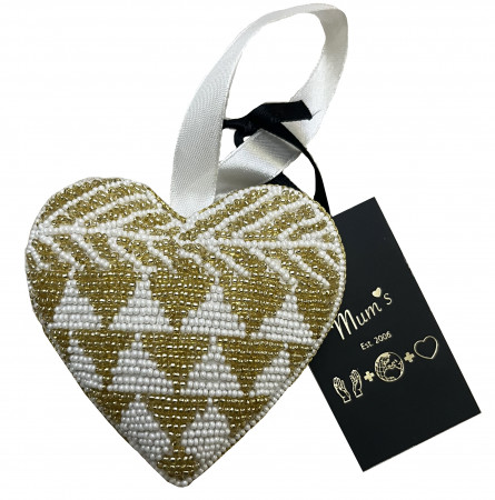 GOLDWHITE HEART decoration mums HR GOLDWHITE HEART decoration mums HR