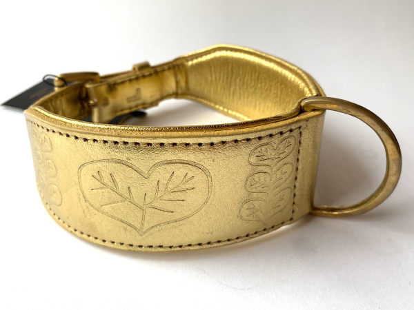 MUMSDOGS gold HEARTY mums collar dog handmade HR MUMSDOGS gold HEARTY mums collar dog handmade HR