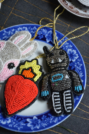 robot bunny flameheart closeup mums decoration hr robot bunny flameheart closeup mums decoration hr